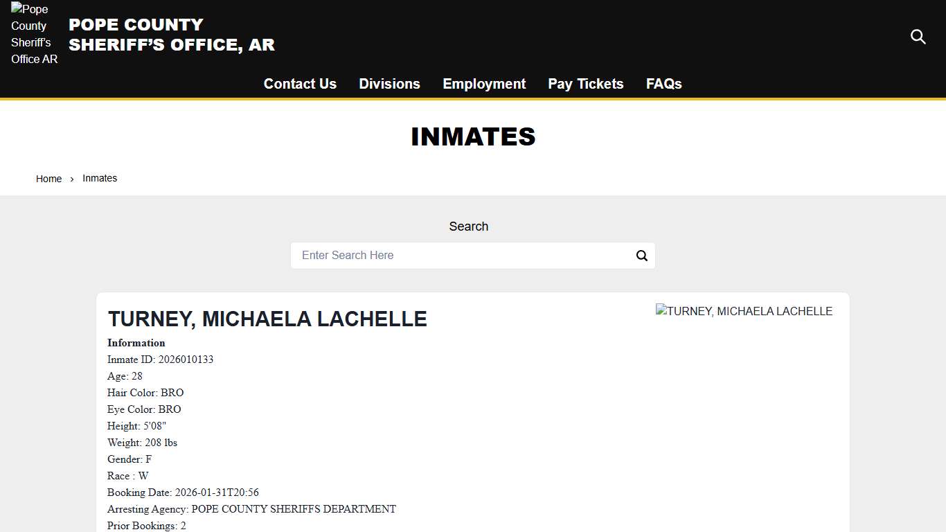 Inmates Pope County Sheriff’s Office AR